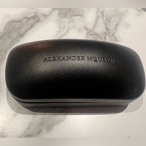 Alexander McQueen Sunglasses Case With Pouch Black Leather Hardcover Eyeglasses
